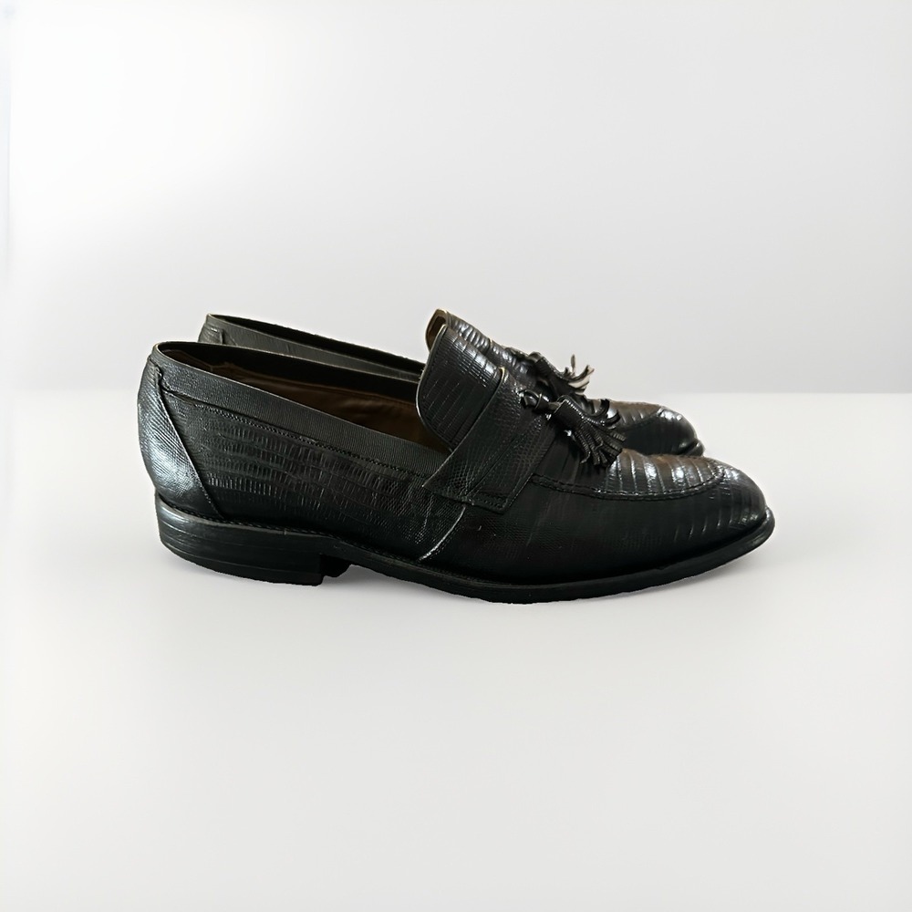 ALLEN EDMONDS Lizard Leather Clayton Tassel Loafer Black Size 9.5 D